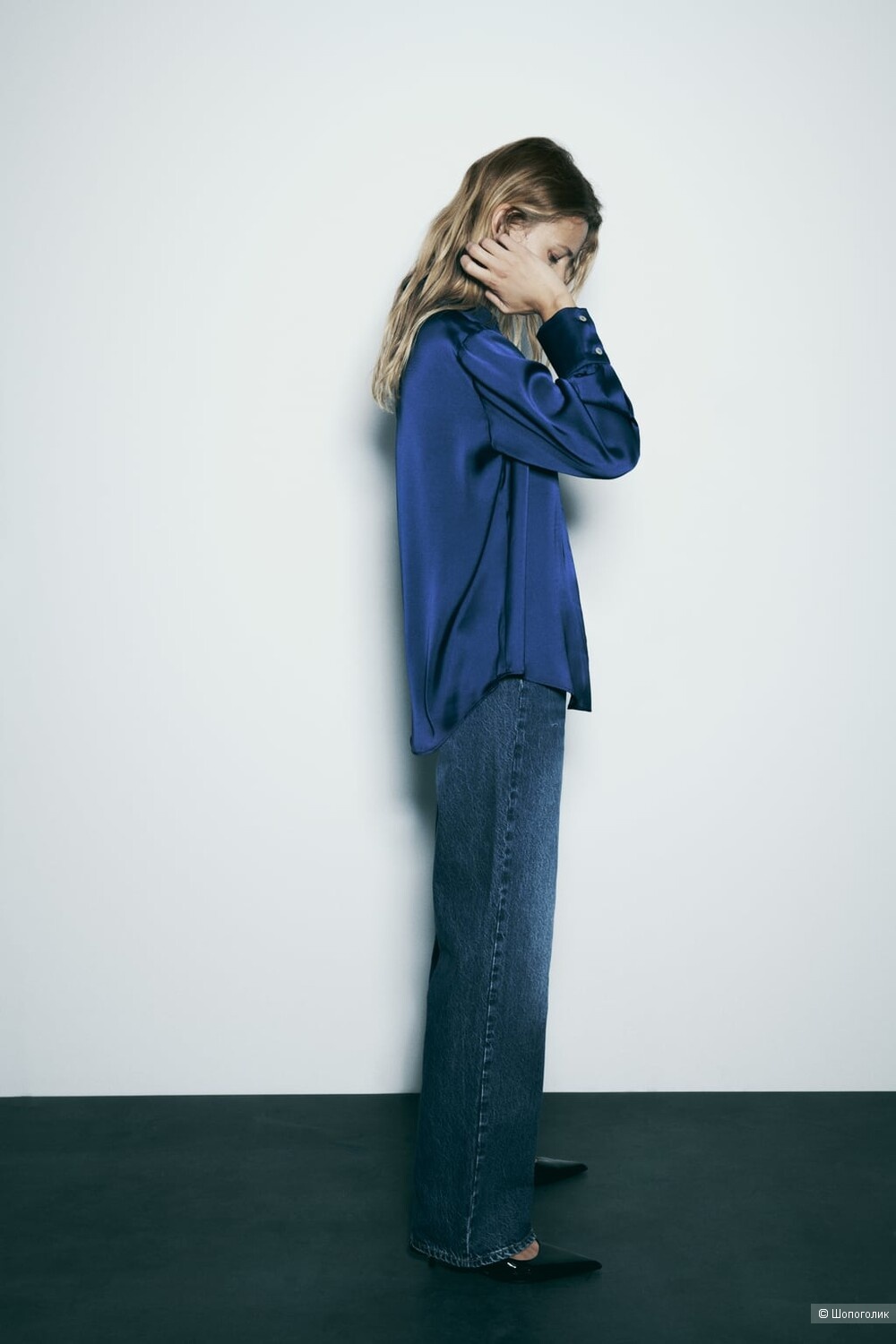 Атласная рубашка Zara, р-р L