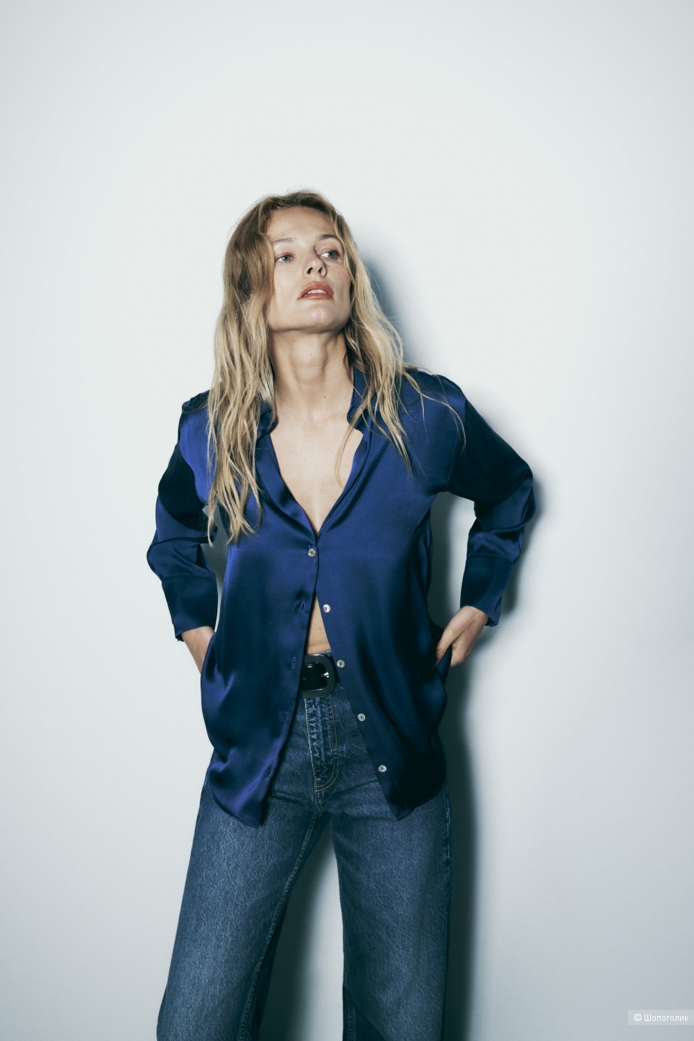 Атласная рубашка Zara, р-р L