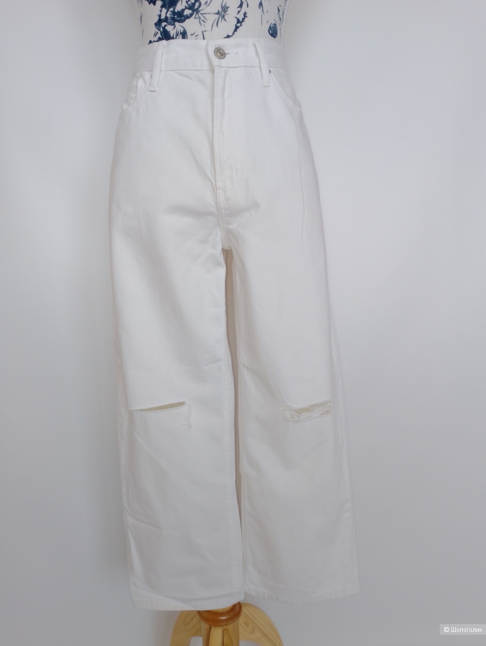 Джинсы uniqlo белые с разрезами, 28