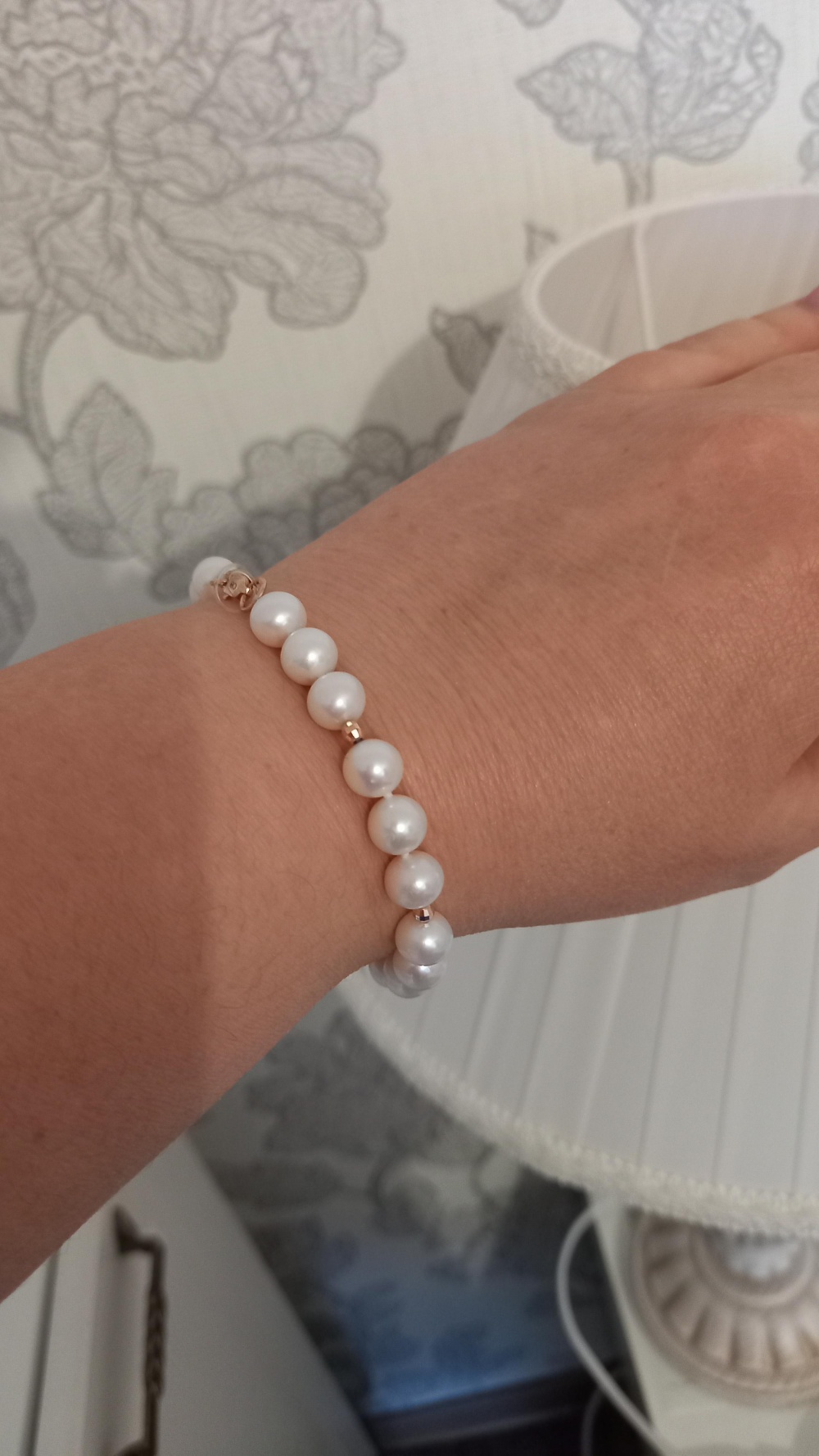 Браслет золотой с культивированным жемчугом, 19 размер