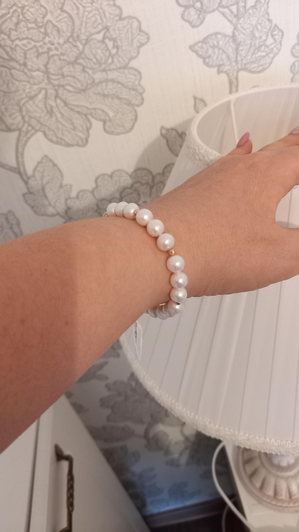 Браслет золотой с культивированным жемчугом, 19 размер