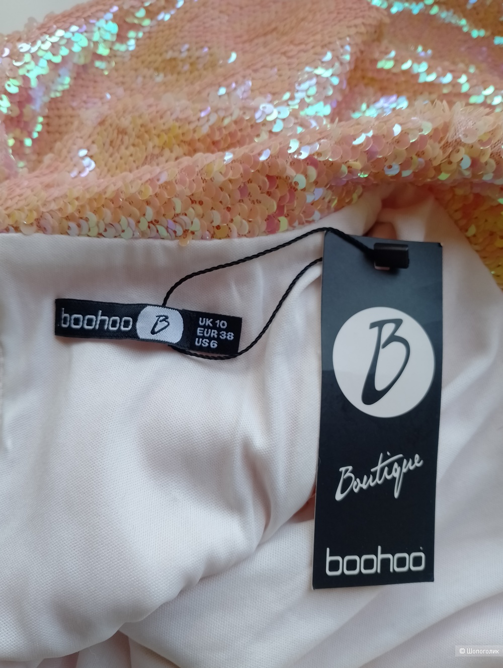 Платье пайетки Boohoo, Uk10