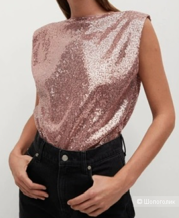 Топ - LENTEPAD с пайетками от Mango. Размер 44-48 (S/M) (ОГ-100)