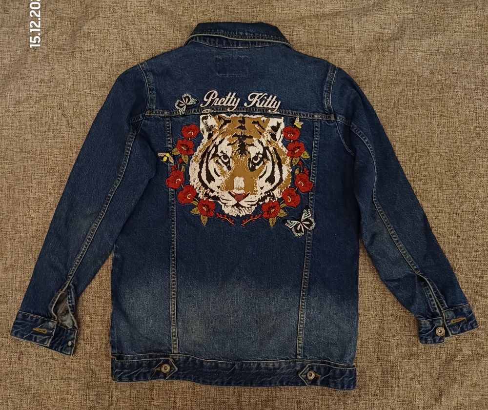 Джинсовая вышитая куртка Vintage Denim , M, S