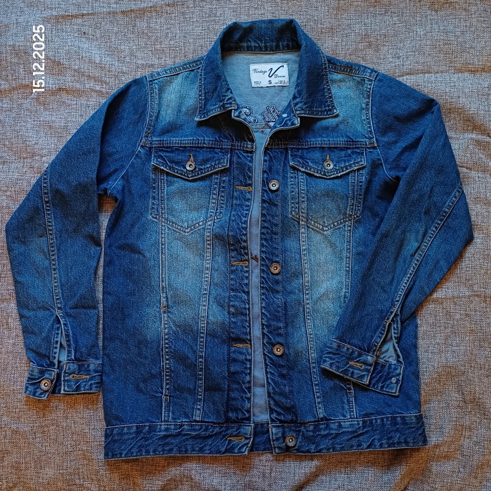 Джинсовая вышитая куртка Vintage Denim , M, S