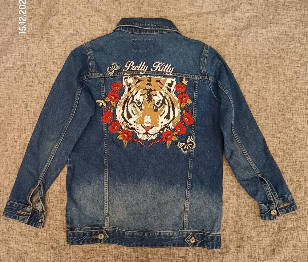 Джинсовая вышитая куртка Vintage Denim , M, S