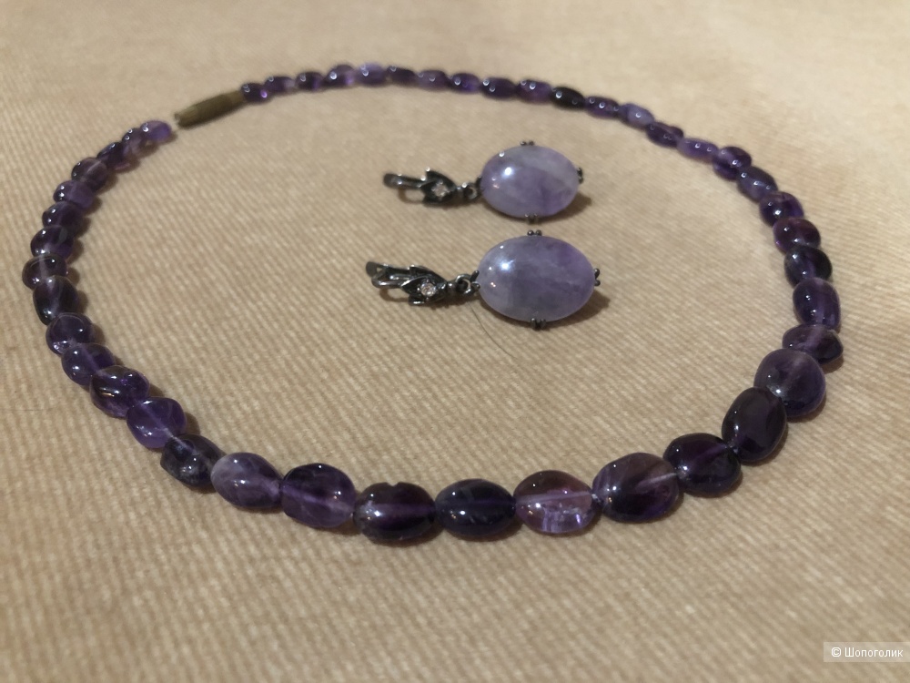 Сет колье и сережки из аметиста .