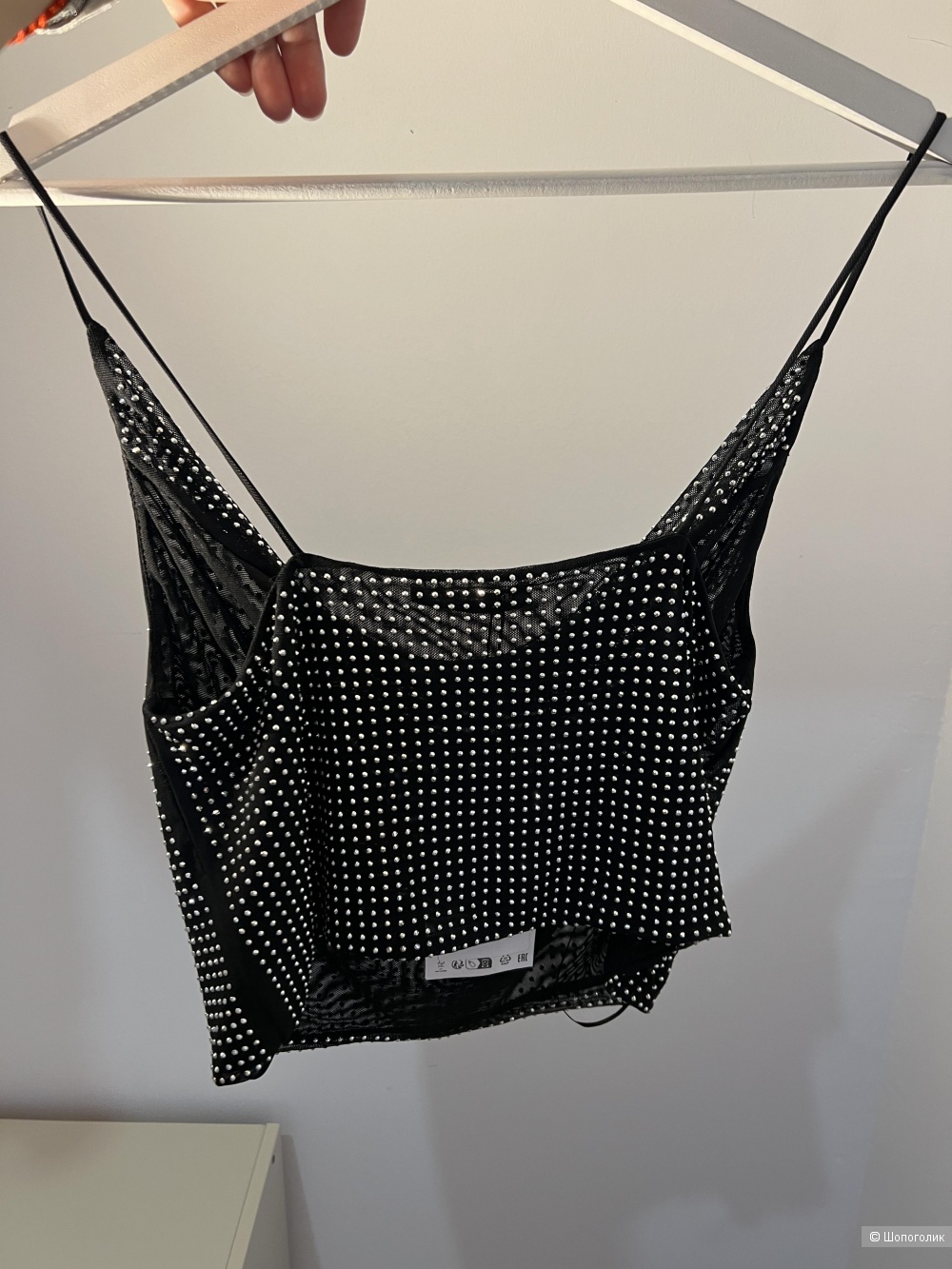 Топ Zara черный в стразах , М