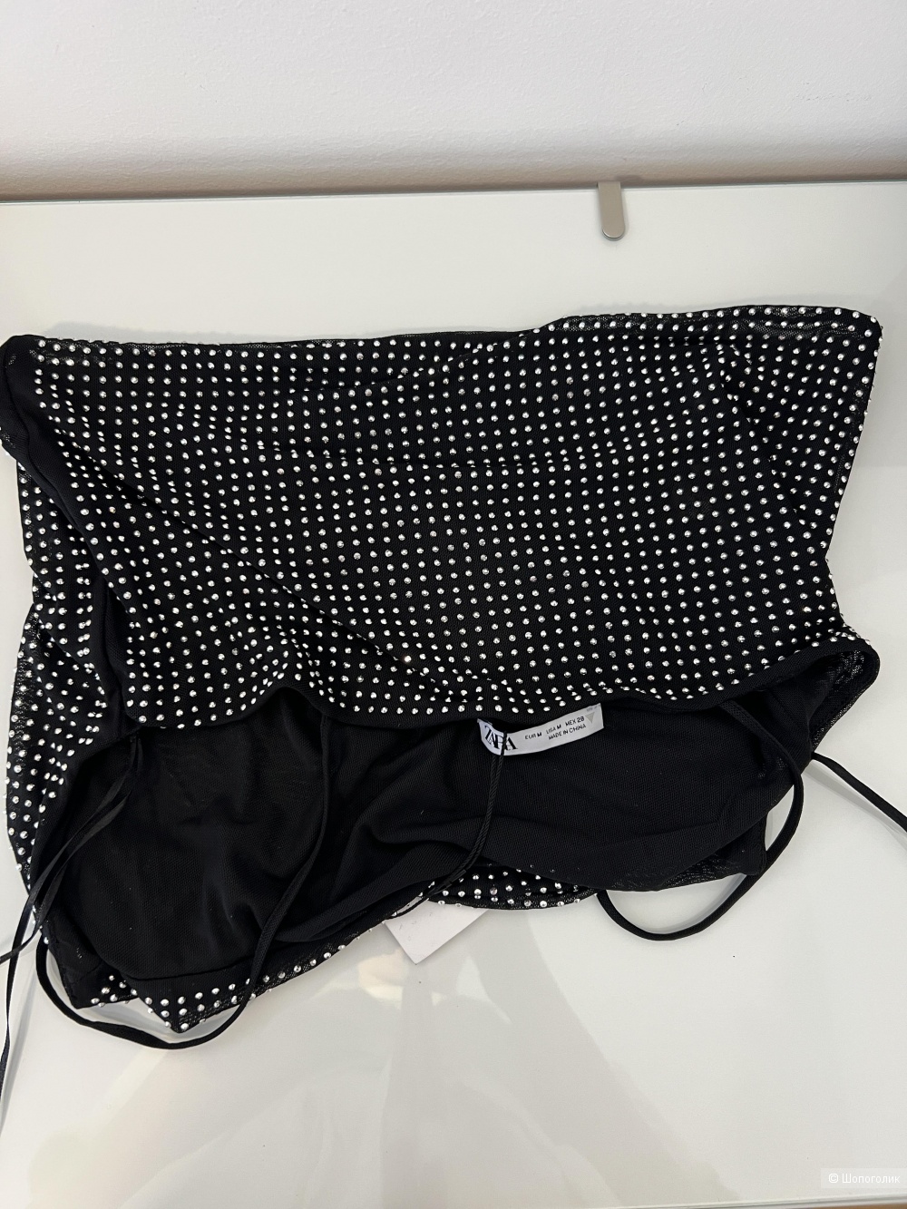 Топ Zara черный в стразах , М