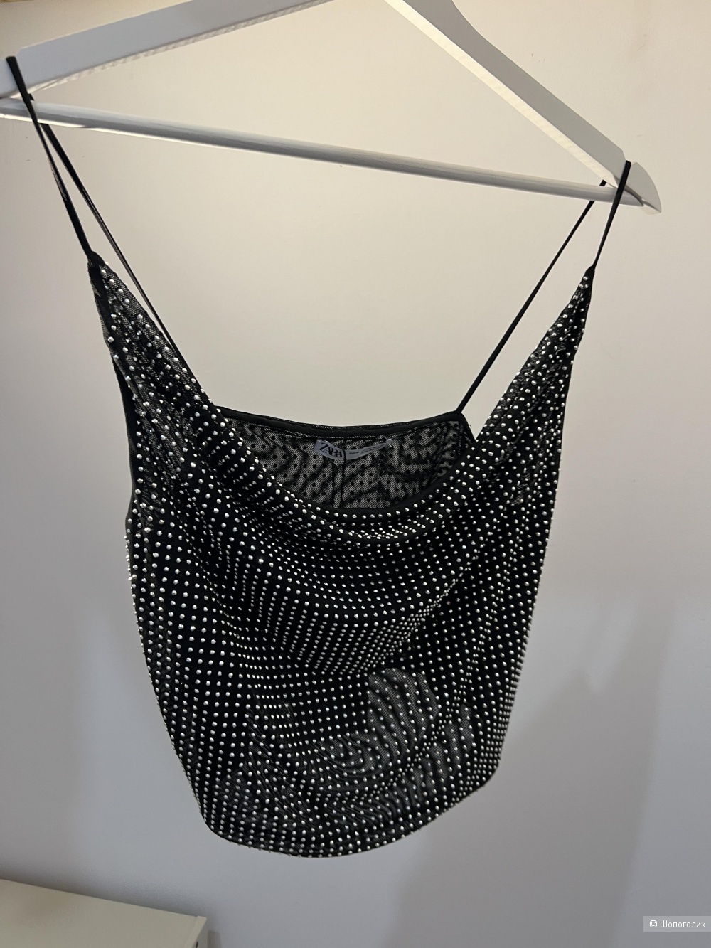 Топ Zara черный в стразах , М