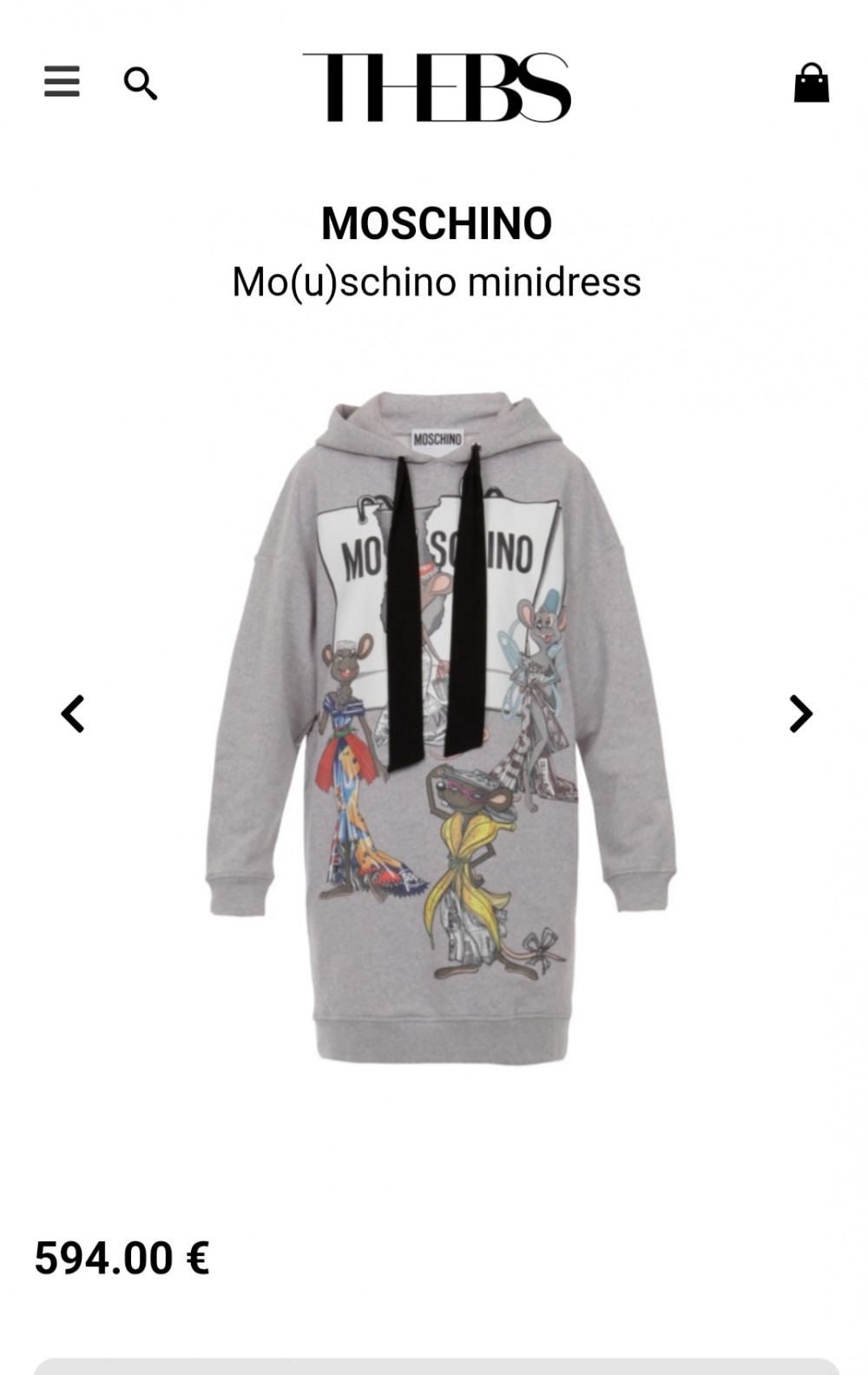 Платье свитшот Moschino чёрный цвет, размер S, M