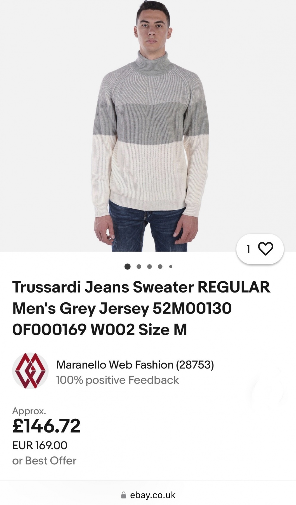 Джемпер TRUSSARDI JEANS. IT M (46 RU)