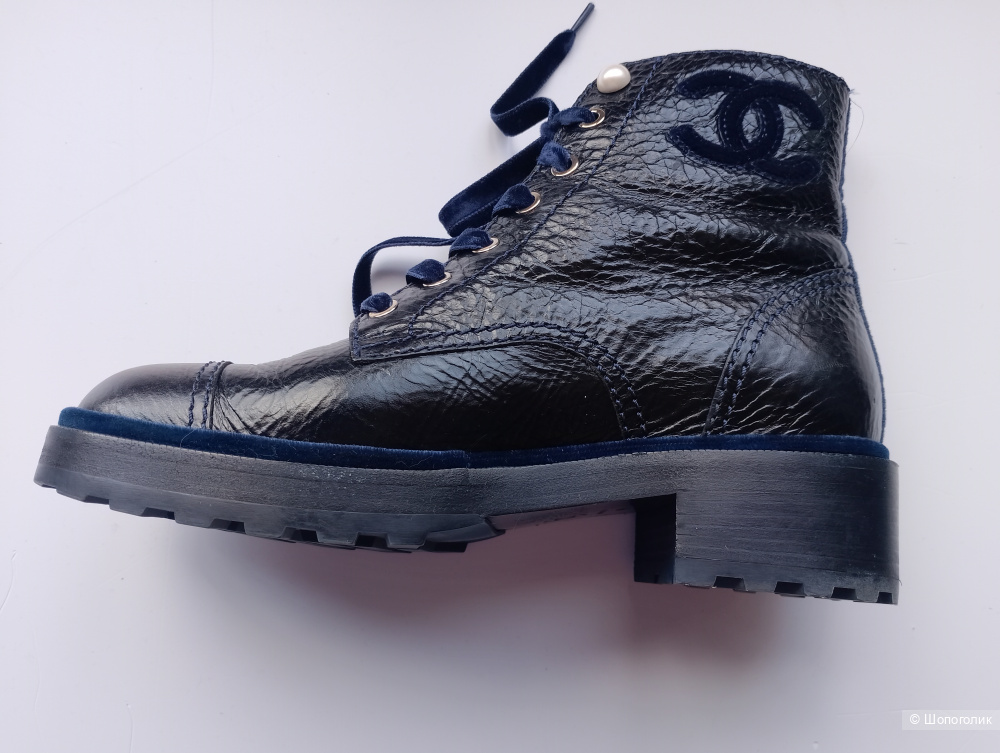 Ботинки Chanel с бархатным декором, 40