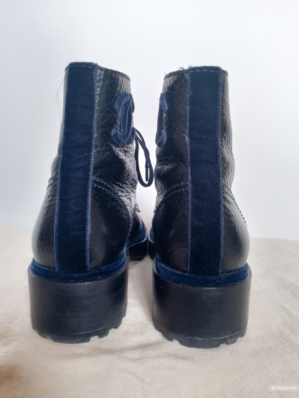 Ботинки Chanel с бархатным декором, 40