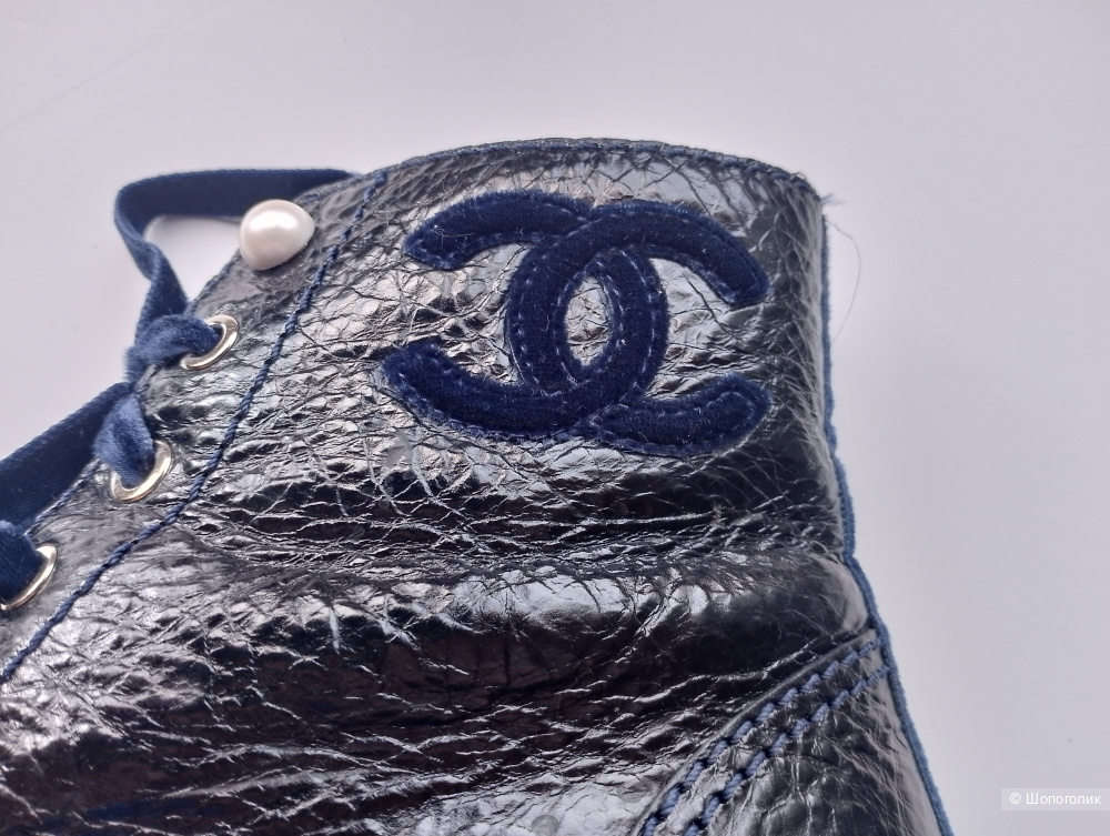 Ботинки Chanel с бархатным декором, 40