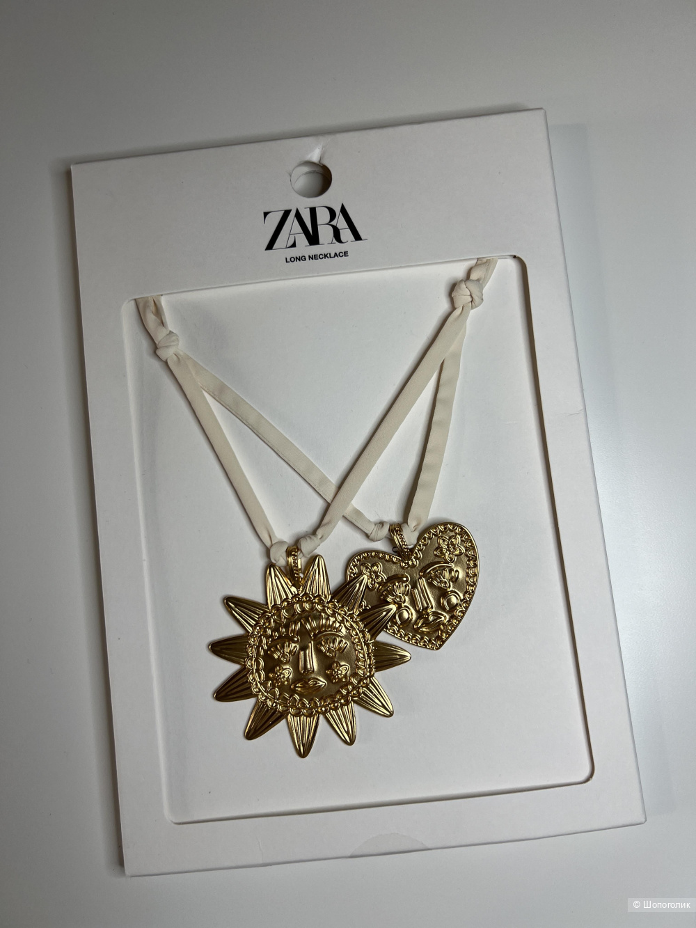 Двухярусное ожерель Zara солнце и сердце