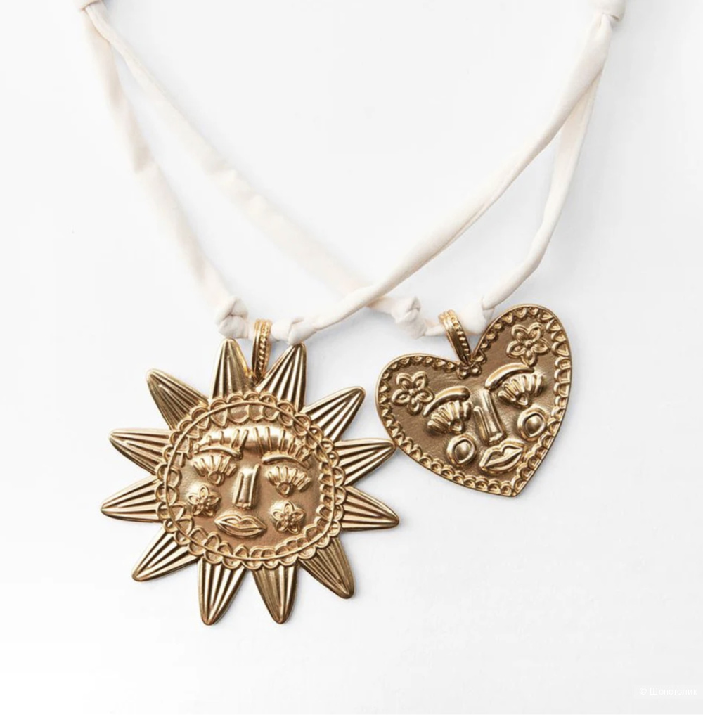 Двухярусное ожерель Zara солнце и сердце