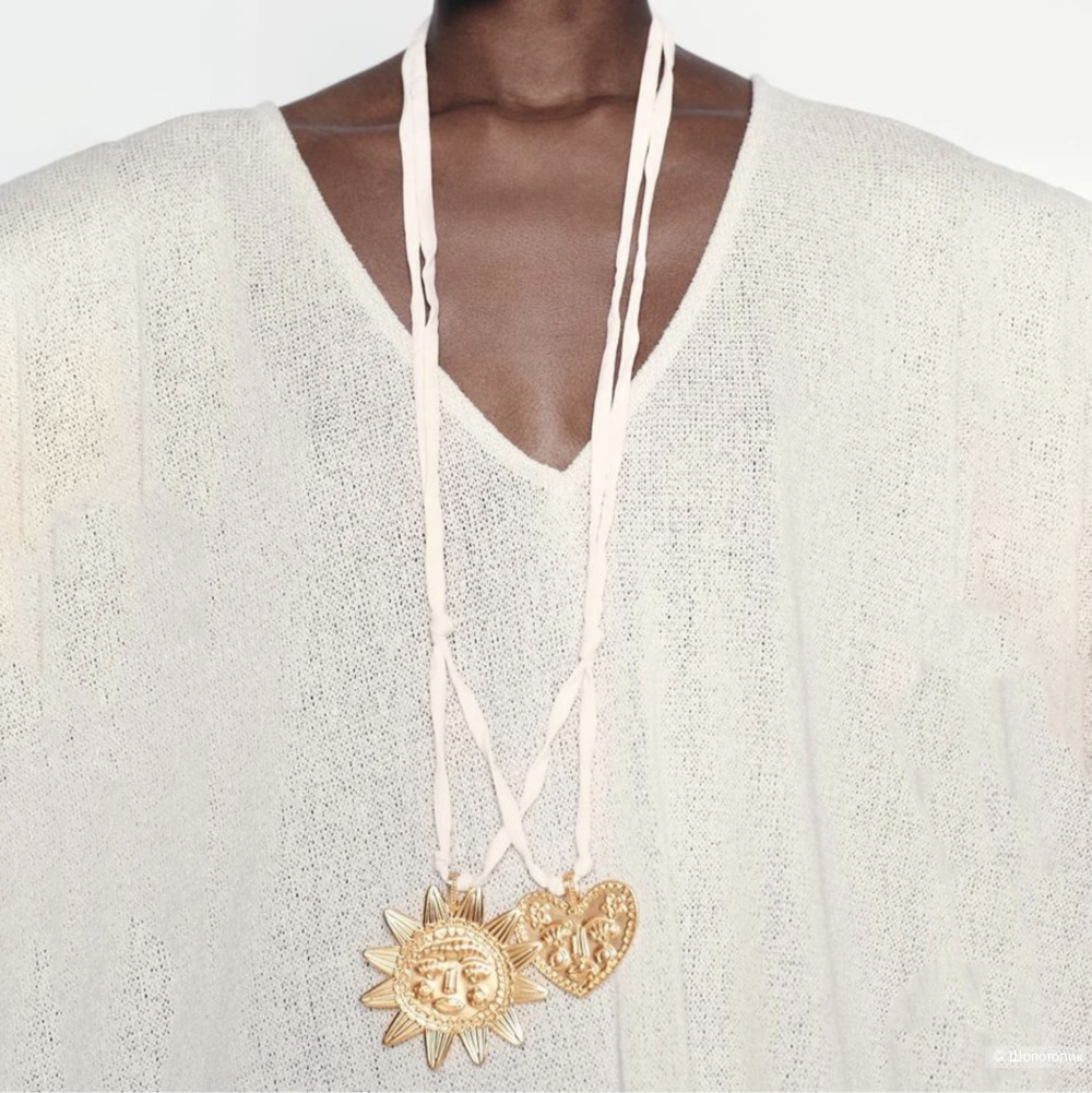 Двухярусное ожерель Zara солнце и сердце