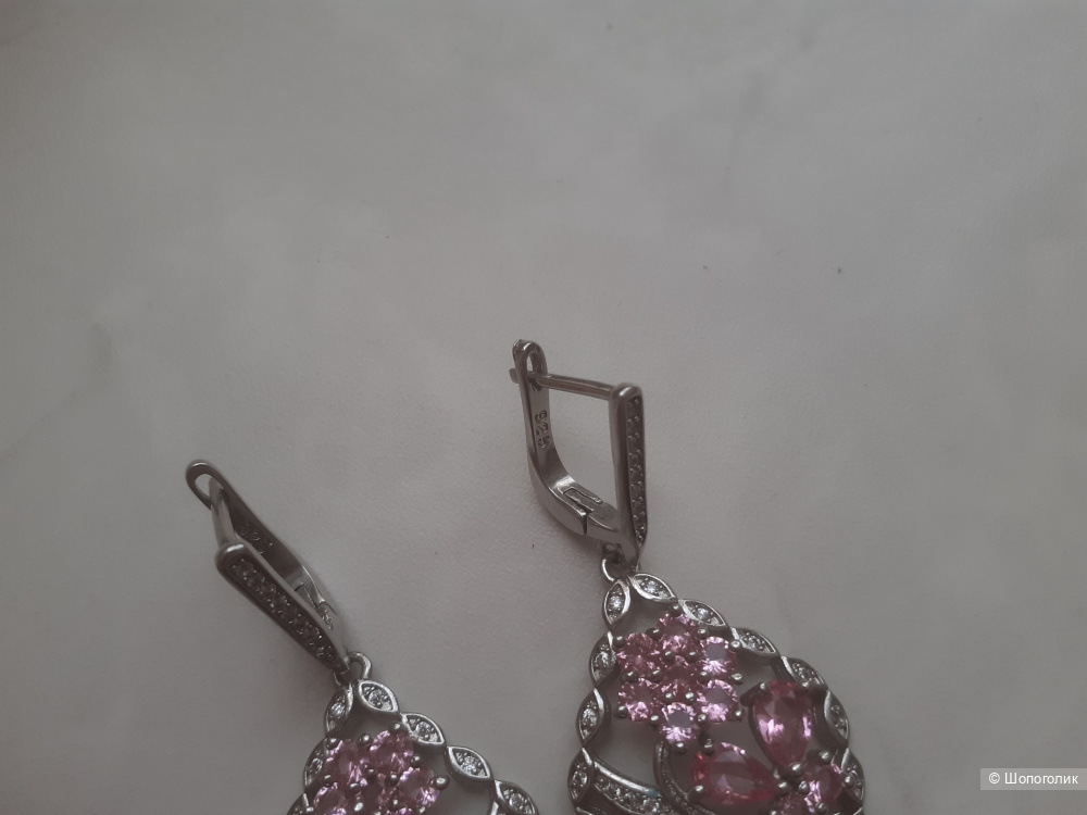 Серьги с розовыми топазами