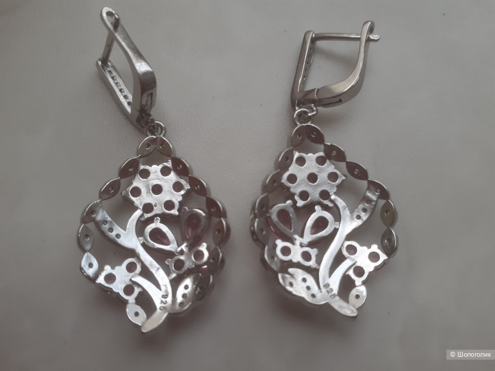 Серьги с розовыми топазами