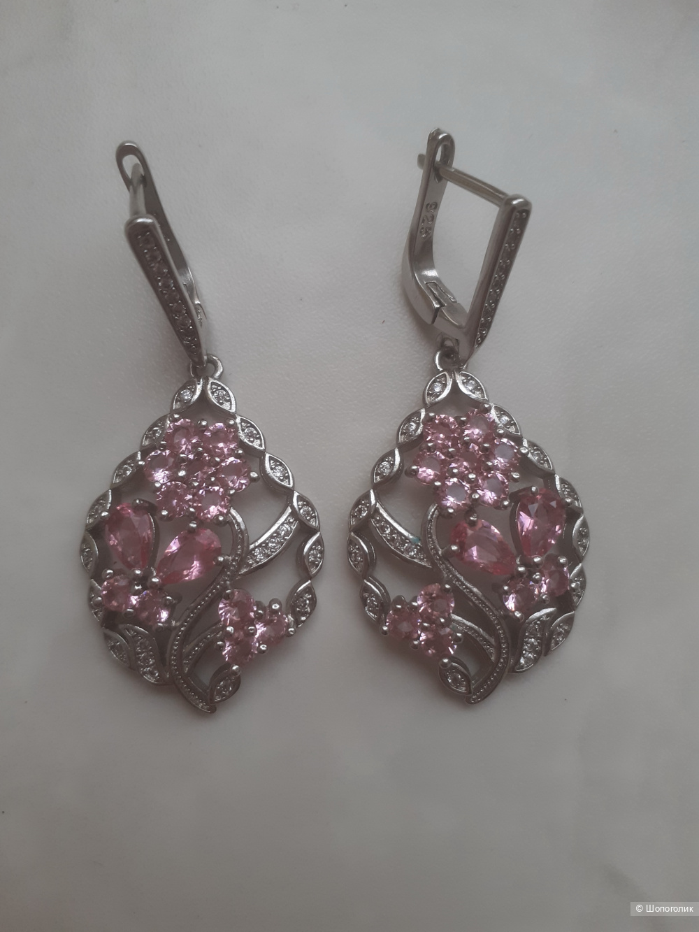 Серьги с розовыми топазами