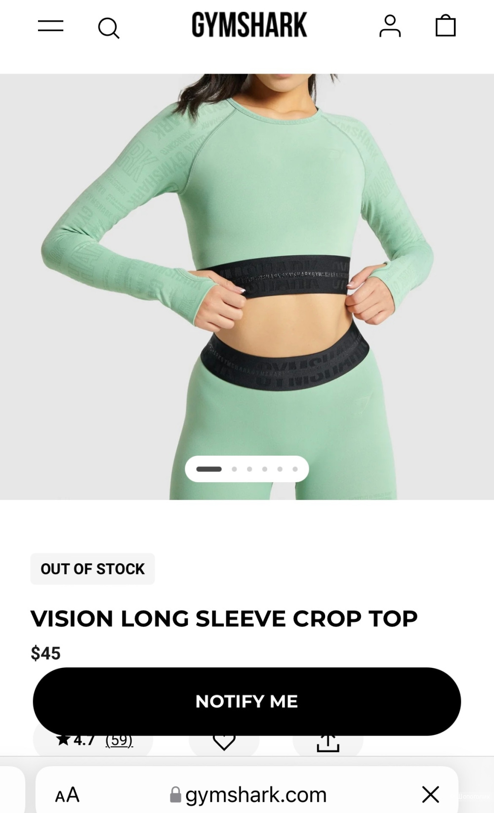 Gymshark кроп топ р.XXL