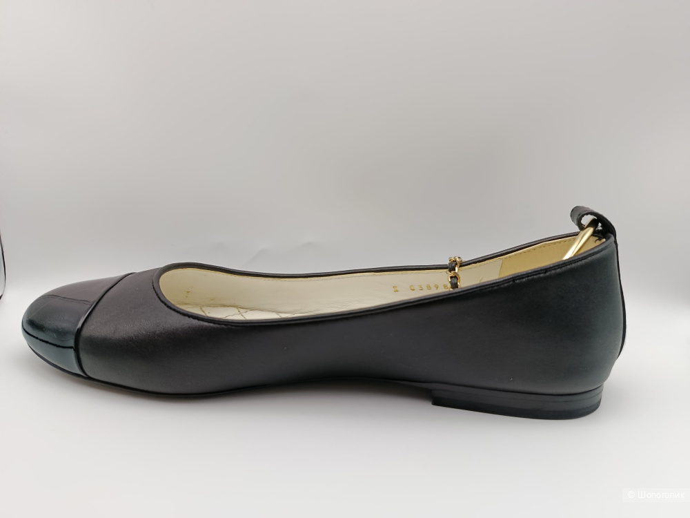 Балетки кожаные chanel с лаковыми носами 40 (на 38,5)