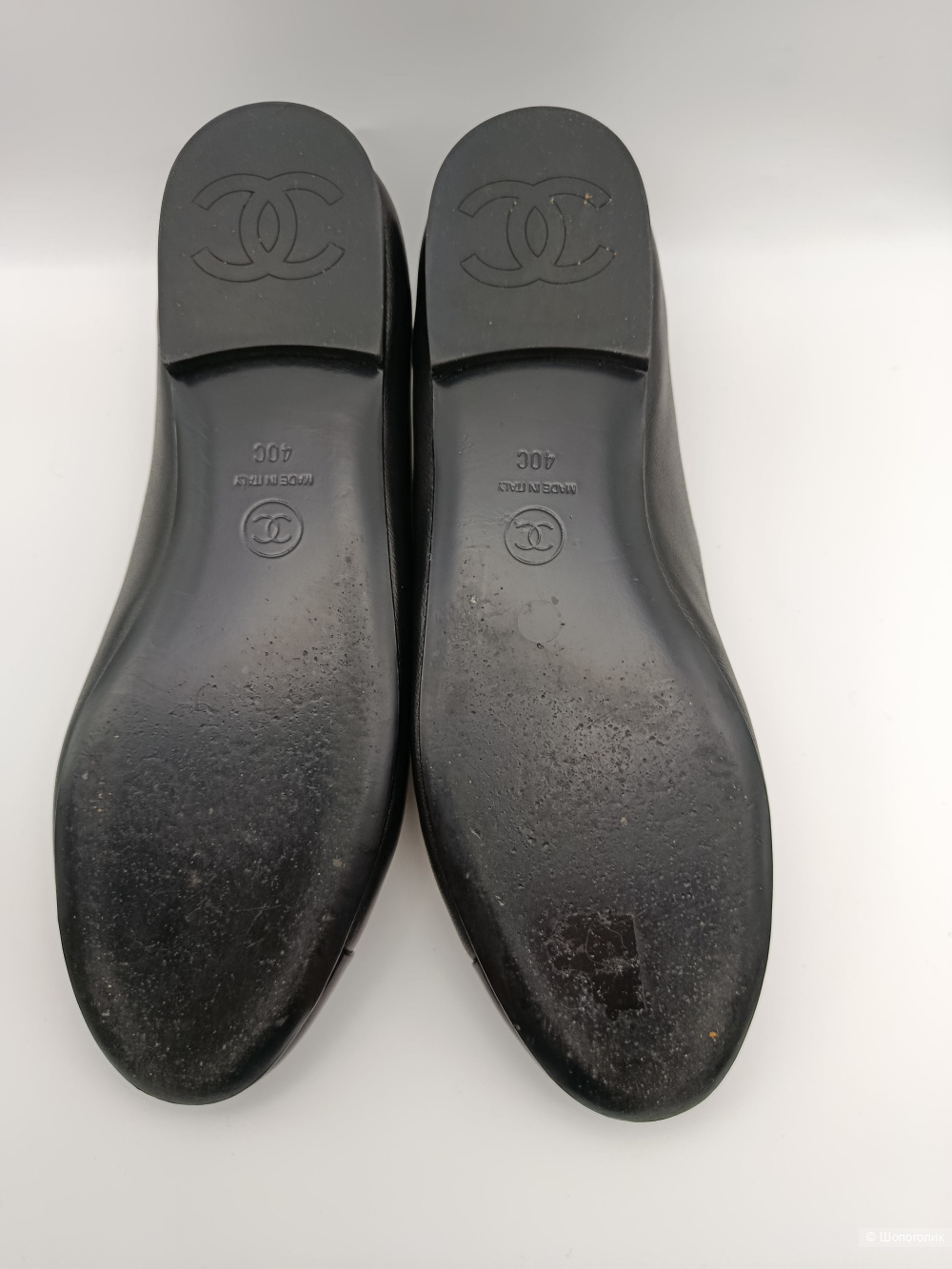 Балетки кожаные chanel с лаковыми носами 40 (на 38,5)