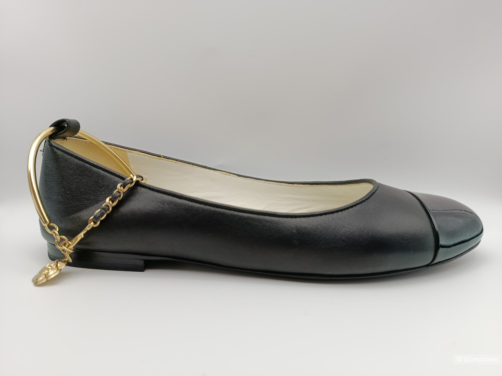 Балетки кожаные chanel с лаковыми носами 40 (на 38,5)