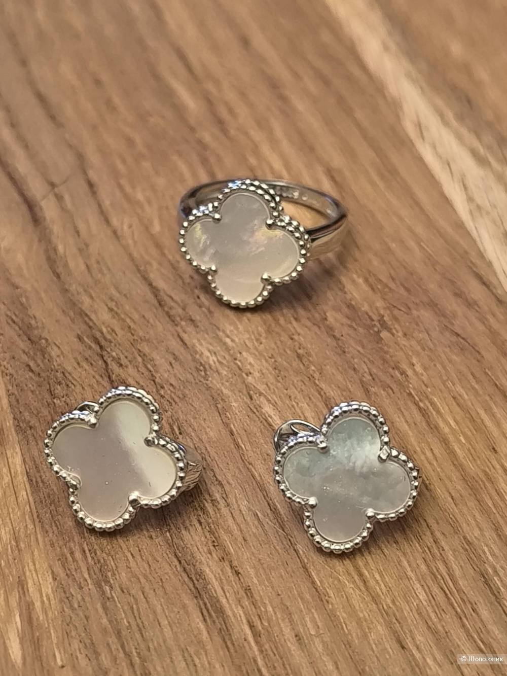 Серьги серебро 925 "Клевер"