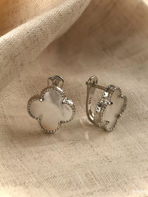 Серьги серебро 925 "Клевер"