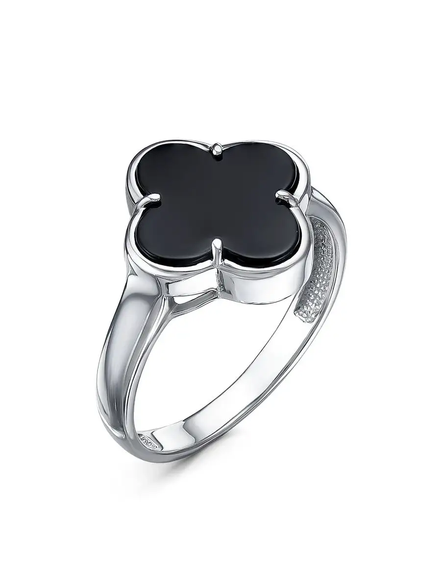 Кольцо Серебро 925 в стиле Van Cleef с ониксом, размер 17