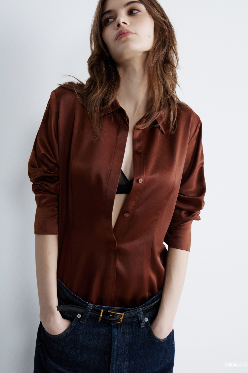 Атласная рубашка LIME (XS)