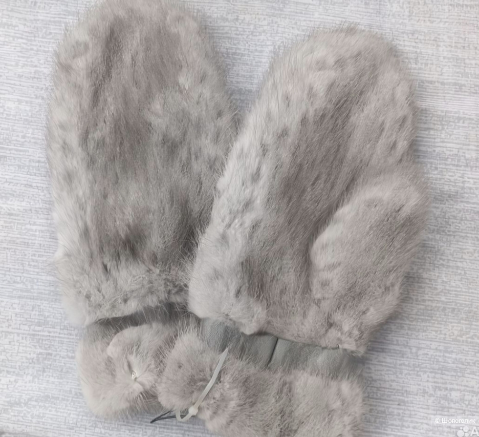 Варежки натуральный мех норки + кожа