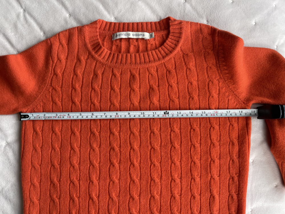 Оранжевый кашемировый свитер в косичку