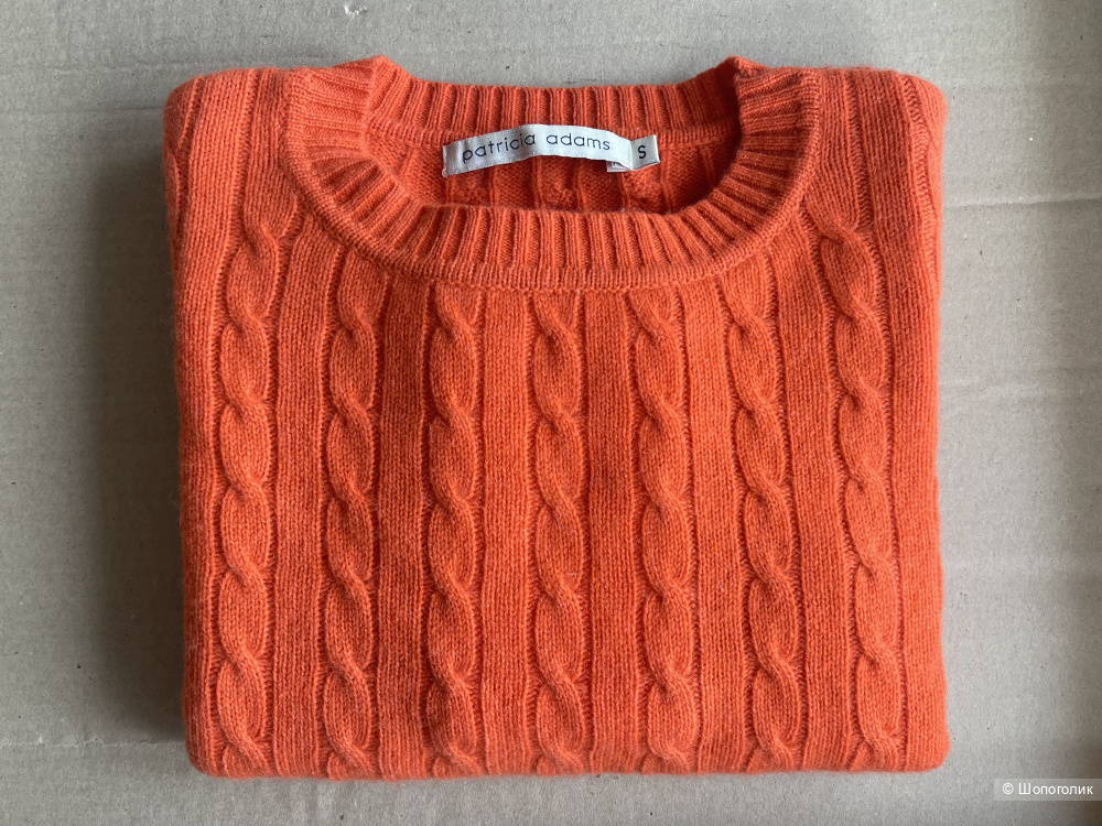Оранжевый кашемировый свитер в косичку