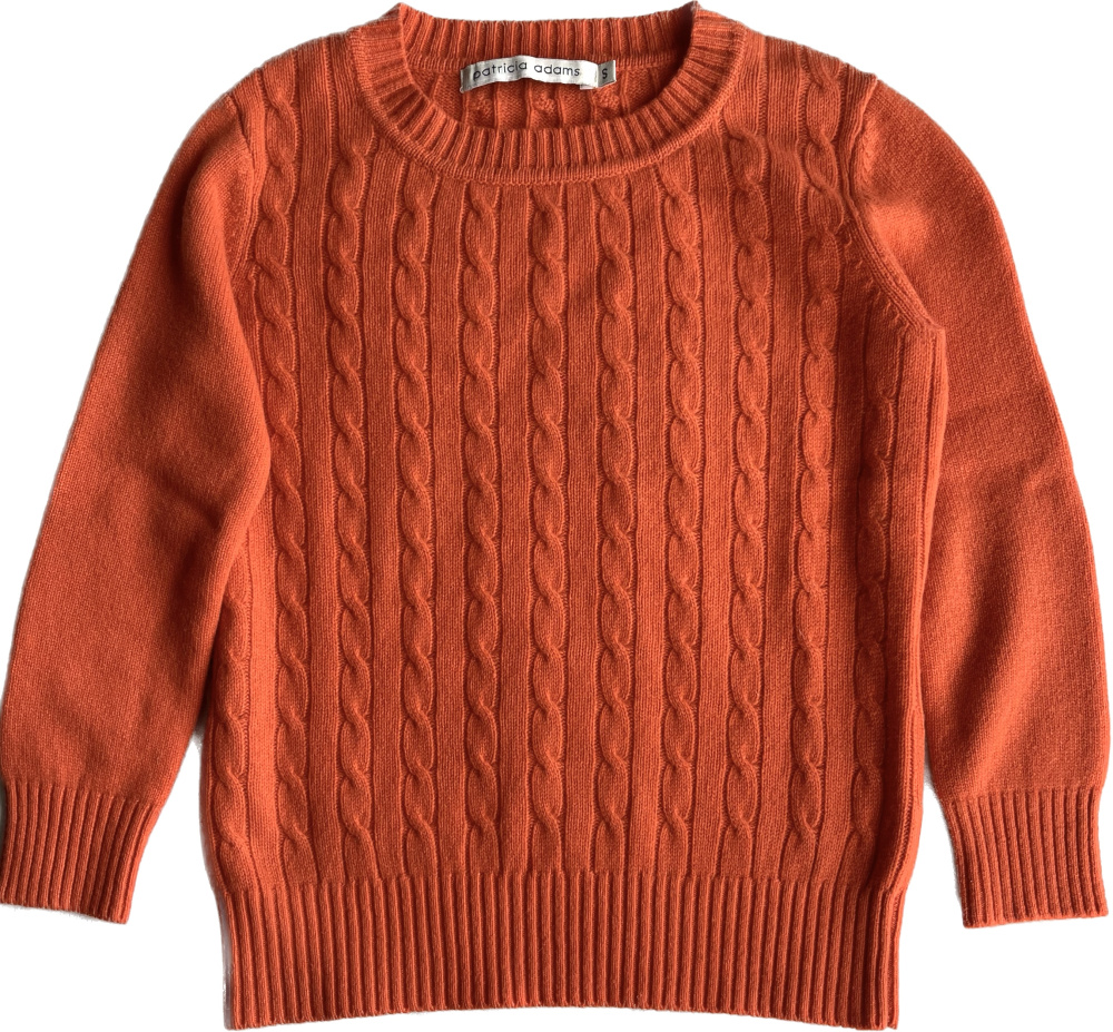 Оранжевый кашемировый свитер в косичку