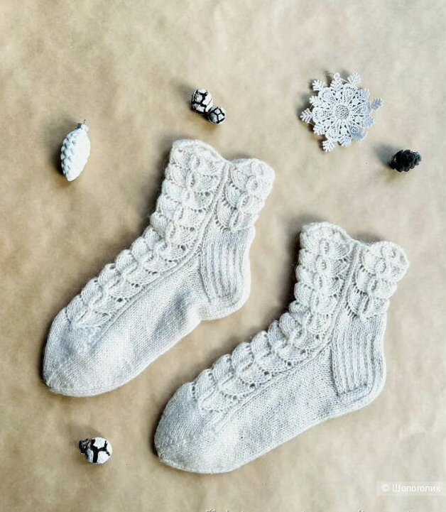 Ажурные женские зимние носки из шерсти мериноса