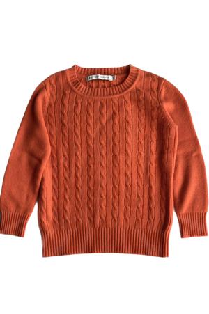 Оранжевый кашемировый свитер в косичку