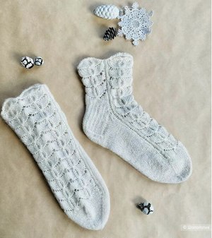 Ажурные женские зимние носки из шерсти мериноса