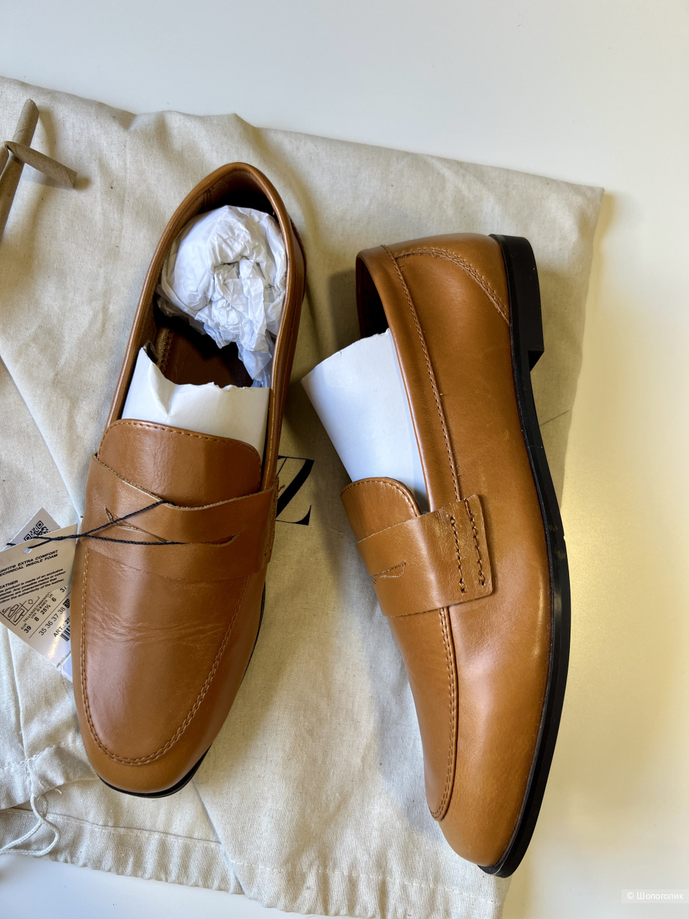 Лоферы Zara кожаные, 39