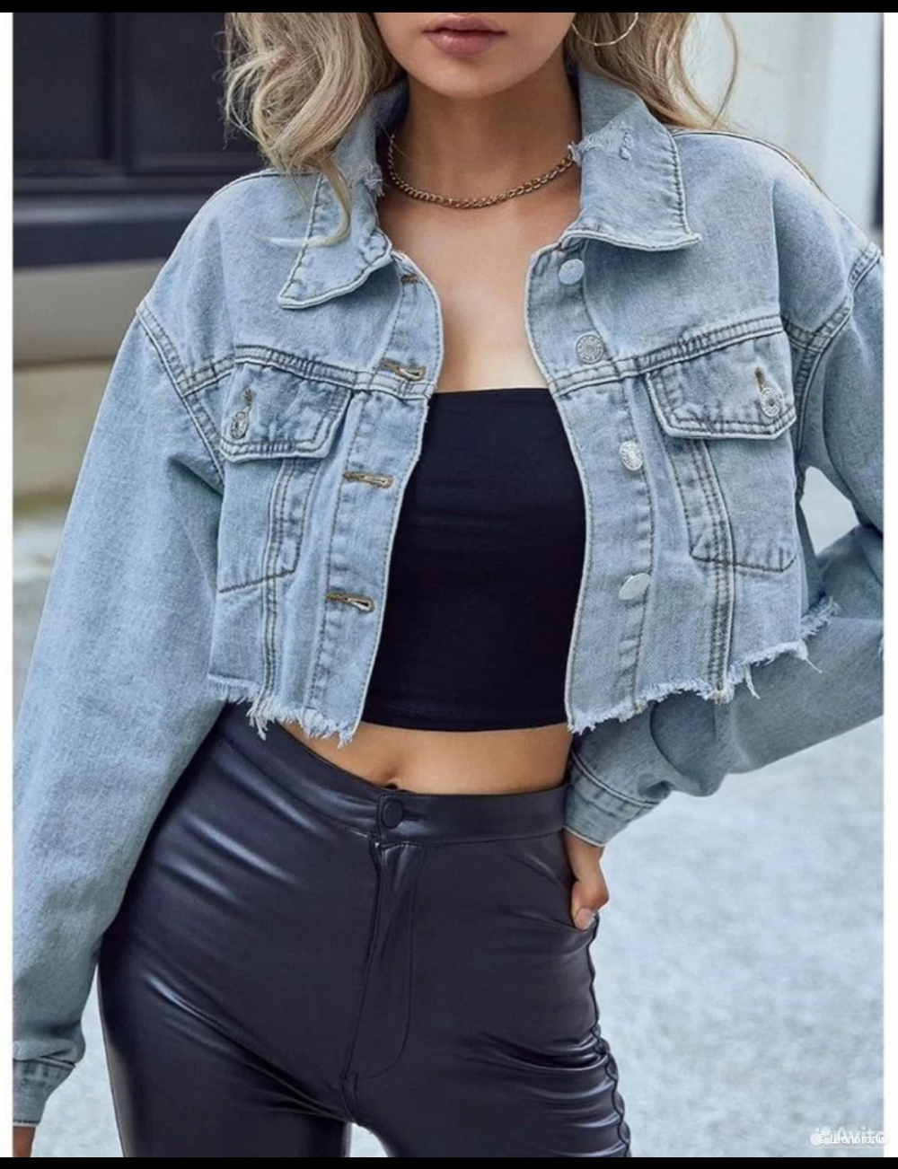 Джинсовка оверсайз MOTO, размер от 42-46, водолазка в комплекте