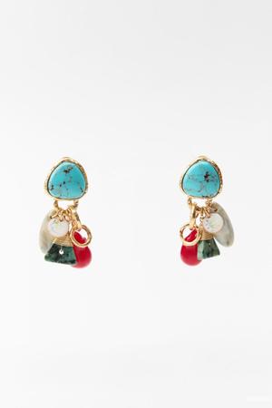 Zara серьги с шармами с бирюзовым камнем