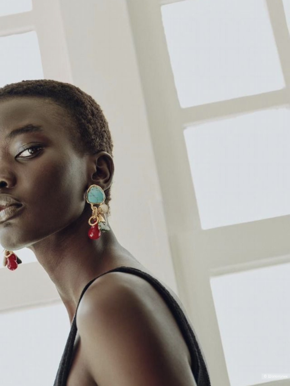 Zara серьги с шармами с бирюзовым камнем