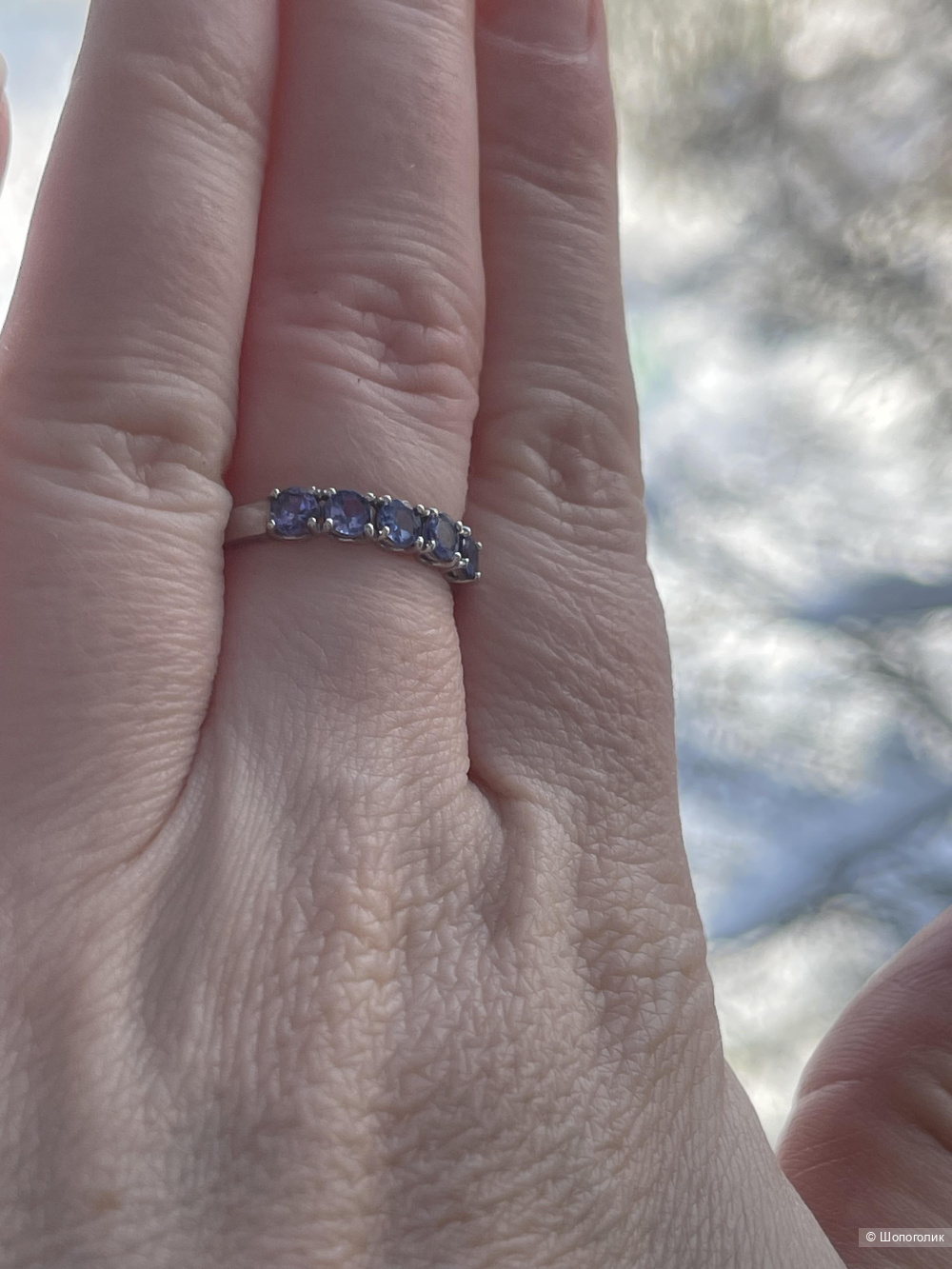 Золотое кольцо с танзанитами 16,5 размер