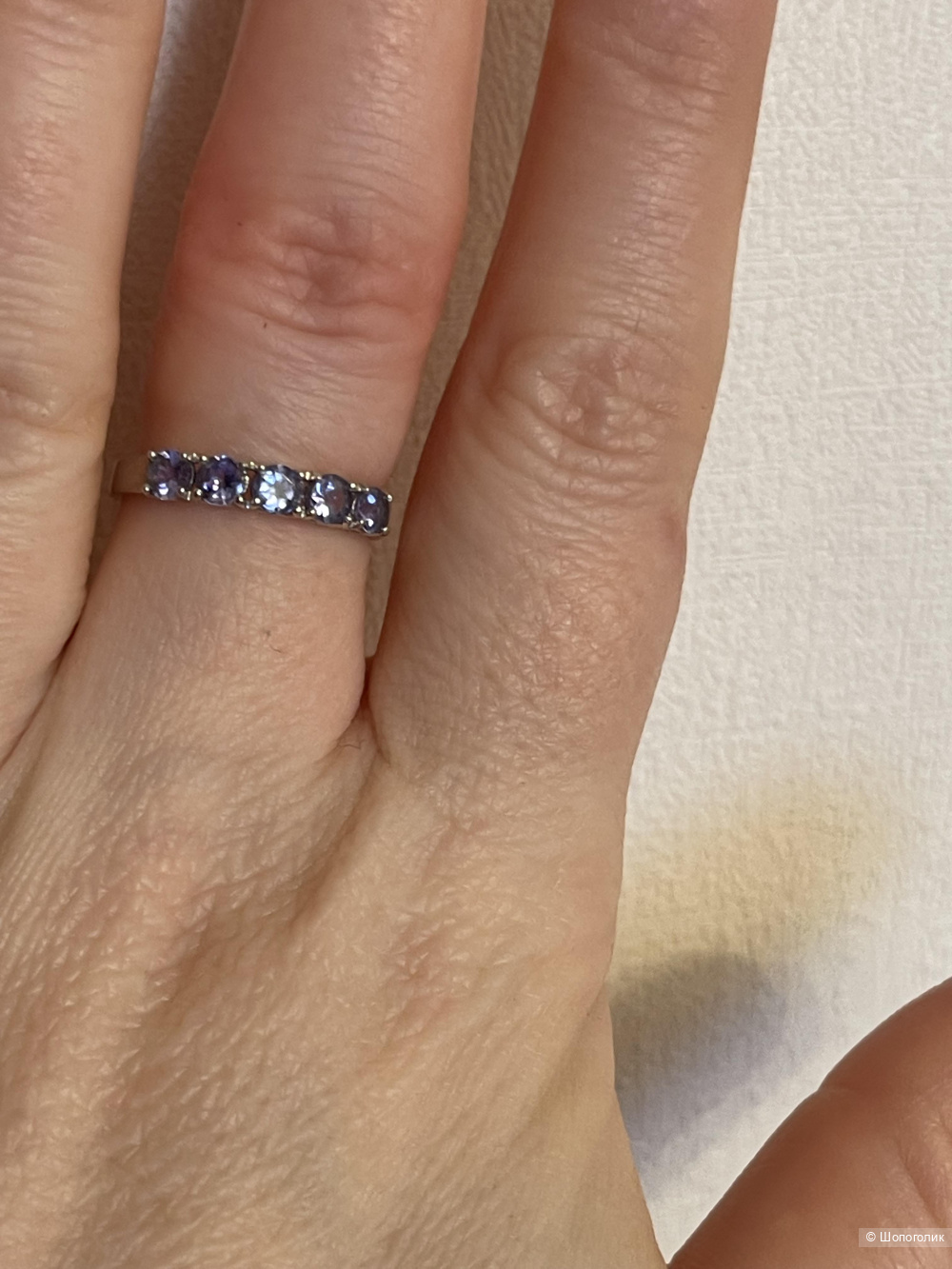 Золотое кольцо с танзанитами 16,5 размер