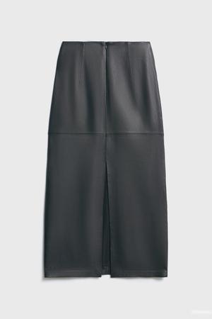 Юбка натуральная кожа, LIME, XS