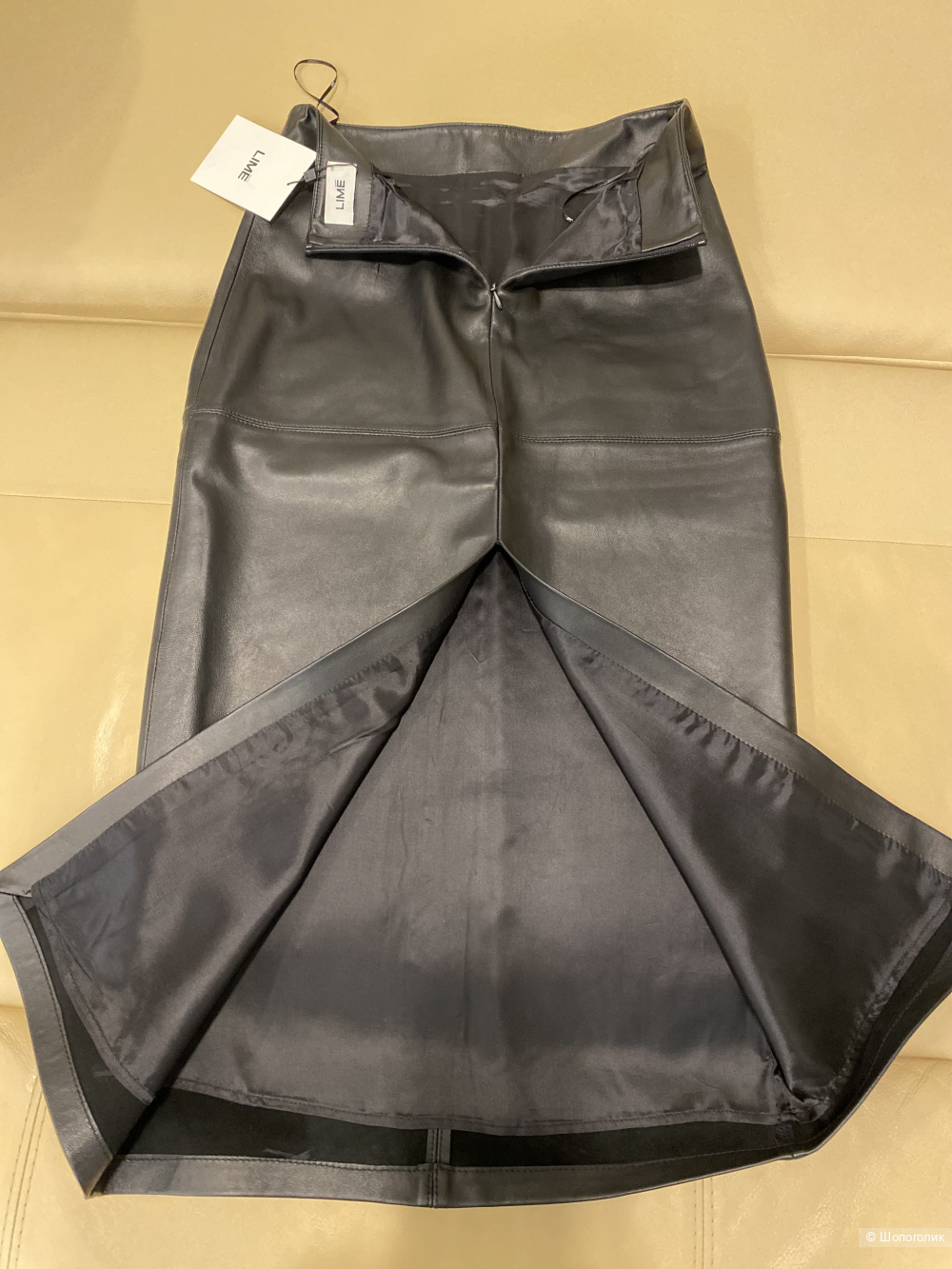 Юбка натуральная кожа, LIME, XS