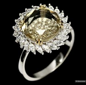 Серебряный набор (сет) натуральным лимонным кварцем, 18-18,25 размер