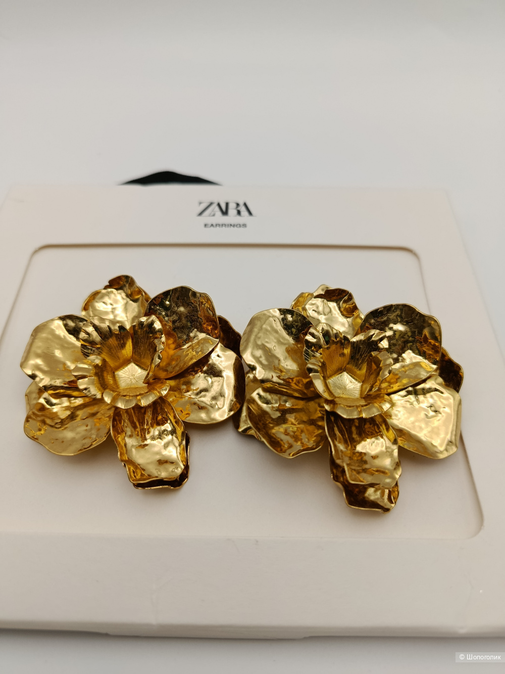Серьги Zara металический цветок